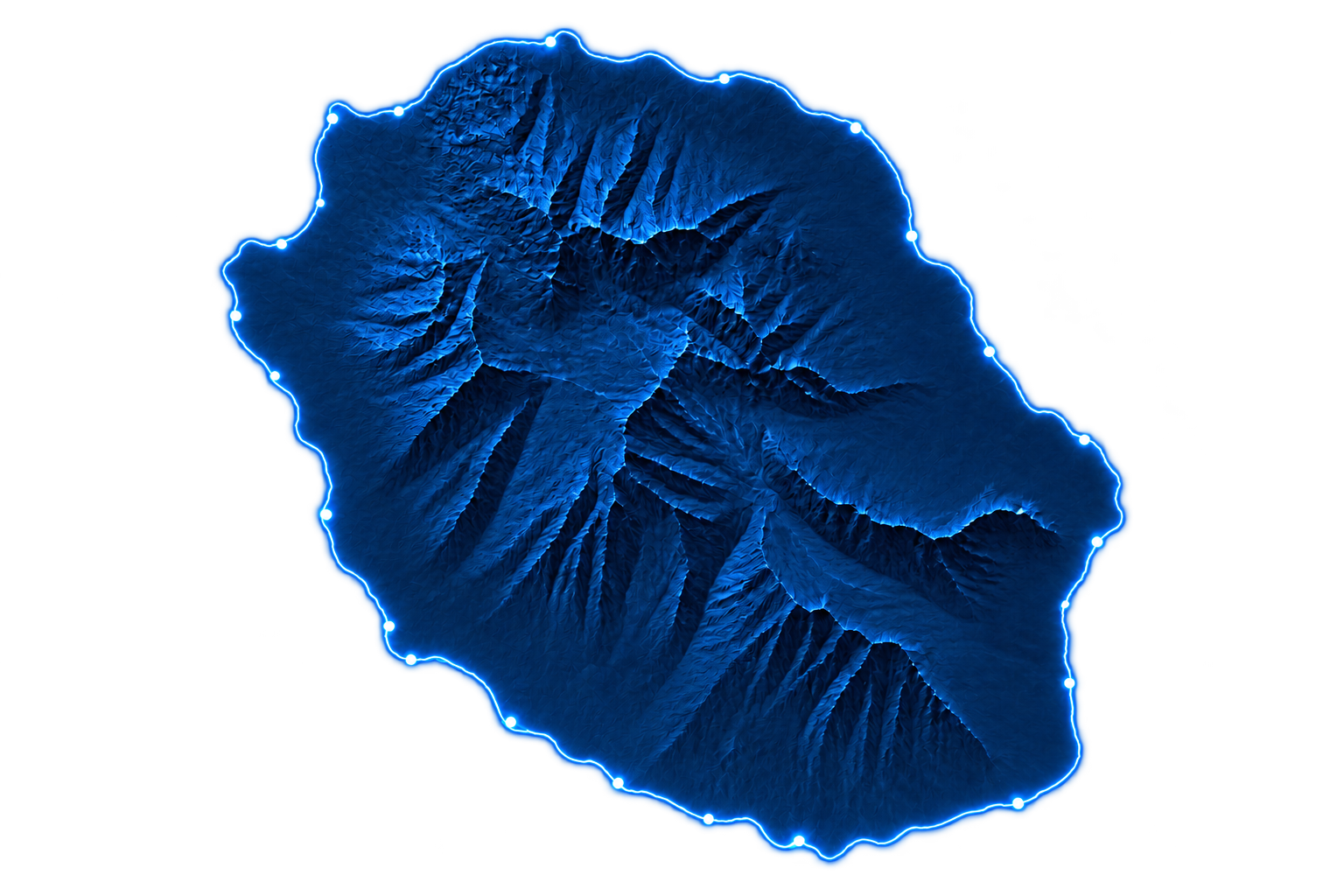Carte stylisée des routes littorales de livraison à La Réunion